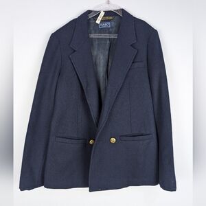 Vintage GANT For Girls Ivy League Navy Blue Felt Blazer Jacket Size 12 Preppy